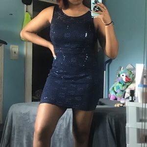 Navy Blue Cocktail Dress W/ Open Back